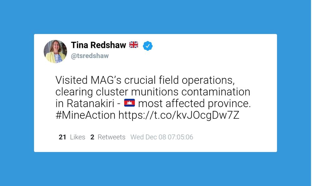 Tina Redshaw tweets during her visit